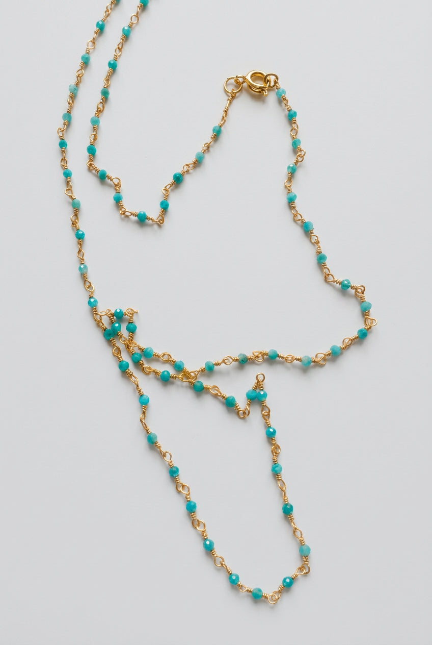 Blue apatite beaded chain