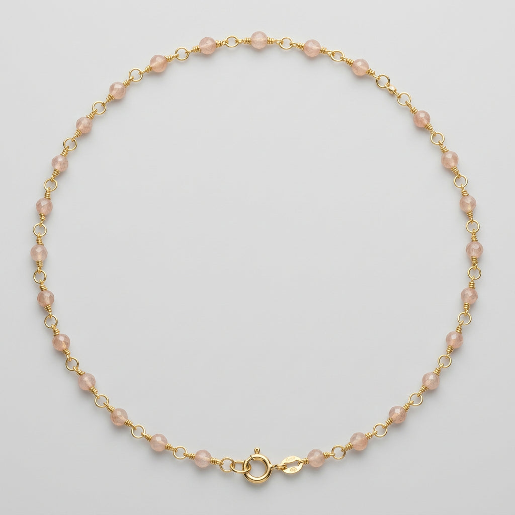 Sandstone beaded chain close-up