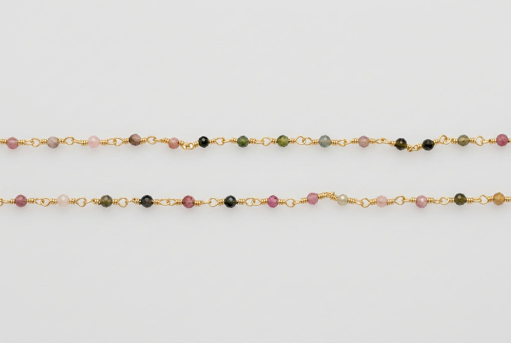 Tourmaline beaded chain close-up