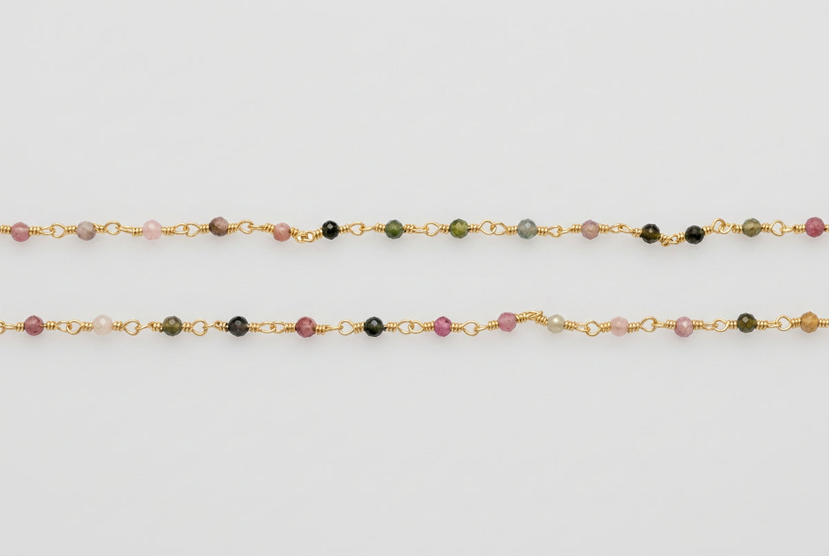 Tourmaline beaded chain close-up